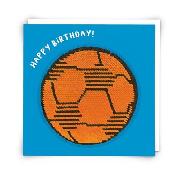 Carte de vœux de football à rayures avec patch à paillettes réutilisable