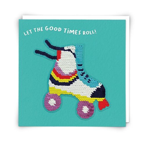 Roller Skate Greetings Card with Reusable Sequin Patch