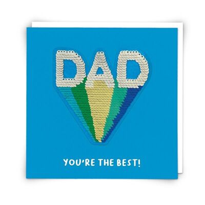Carte de vœux Sequin Dad avec patch à paillettes réutilisable