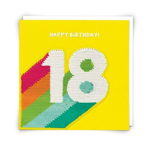 Stripe 18 Greetings Card with Reusable Sequin Patch
