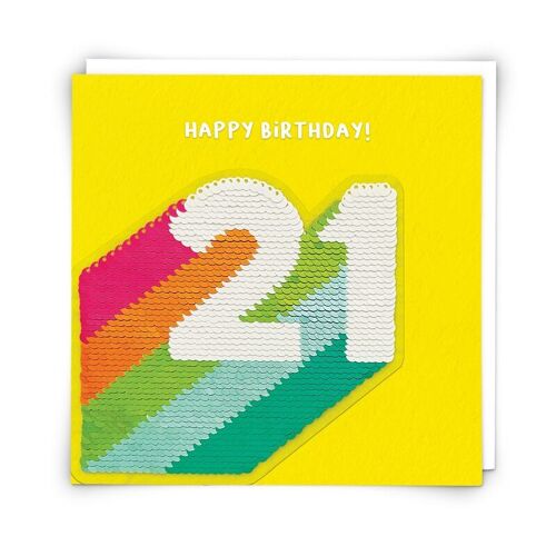 Stripe 21 Greetings Card with Reusable Sequin Patch
