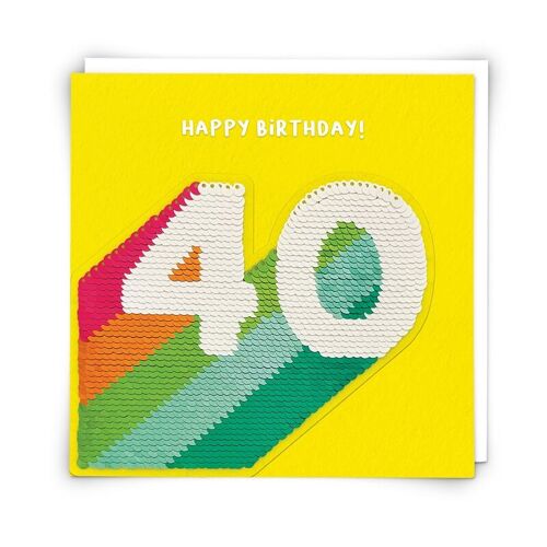 Stripe 40 Greetings Card with Reusable Sequin Patch