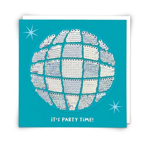 Disco Ball Greetings Card with Reusable Sequin Patch