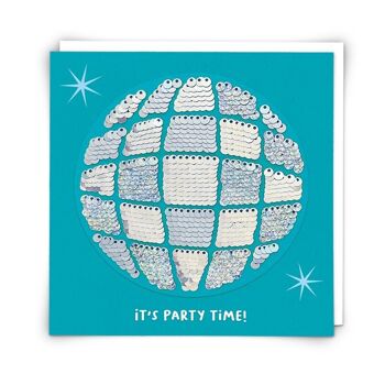 Carte de vœux Disco Ball avec patch à paillettes réutilisable