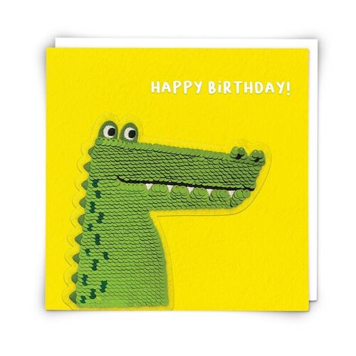 Crocodile Greetings Card with Reusable Sequin Patch