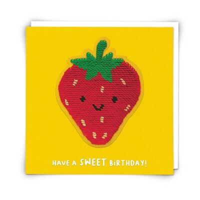 Strawberry Greetings Card with Reusable Sequin Patch