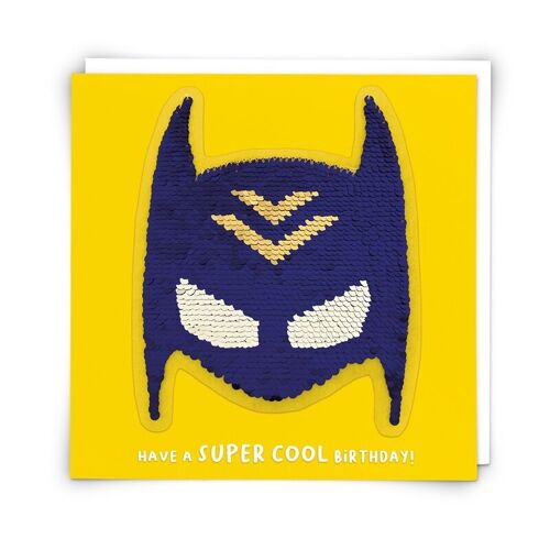 Superhero Greetings Card with Reusable Sequin Patch