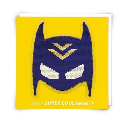 Superhero Greetings Card with Reusable Sequin Patch