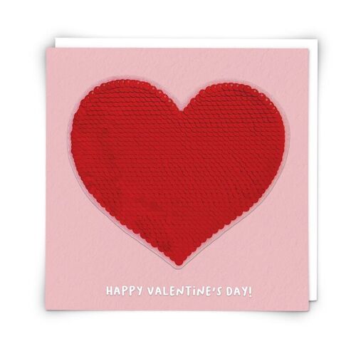 Red heart Greetings Card with Reusable Sequin Patch