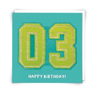 Sequin Three Greetings Card with Reusable Sequin Patch