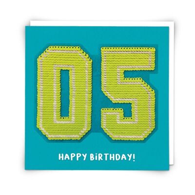 Sequin Five Greetings Card with Reusable Sequin Patch
