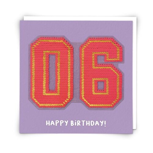 Sequin Six Greetings Card with Reusable Sequin Patch