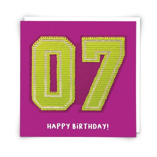 Sequin Seven Greetings Card with Reusable Sequin Patch