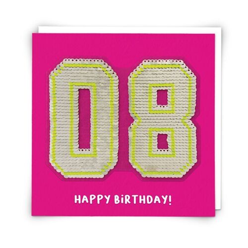 Sequin Eight Greetings Card with Reusable Sequin Patch