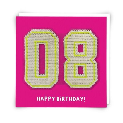 Sequin Eight Greetings Card with Reusable Sequin Patch