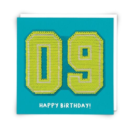 Sequin Nine Greetings Card with Reusable Sequin Patch