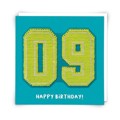 Sequin Nine Greetings Card with Reusable Sequin Patch