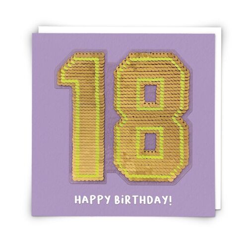 Sequin Eighteen Greetings Card with Reusable Sequin Patch