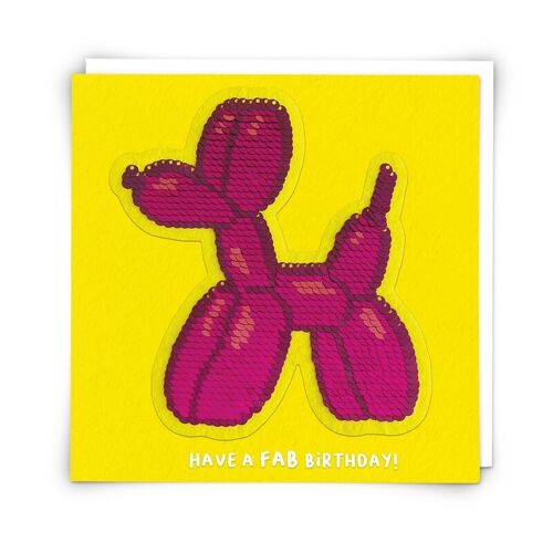 Balloon dog Greetings Card with Reusable Sequin Patch