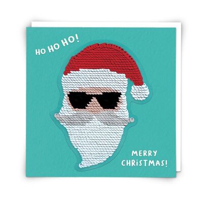 Cool Santa Greetings Card with Reusable Sequin Patch