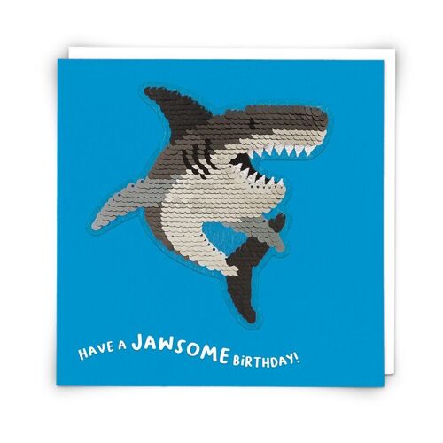 Shark Greetings Card with Reusable Sequin Patch