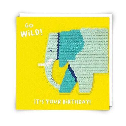 Elephant Greetings Card with Reusable Sequin Patch