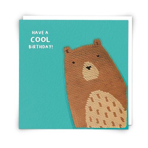 Sequin Bear Greetings Card with Reusable Sequin Patch
