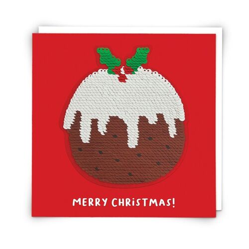 Sequin Pudding Greetings Card with Reusable Sequin Patch