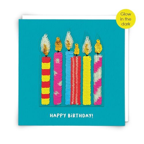 Glow Candles Greetings Card with Reusable Sequin Patch