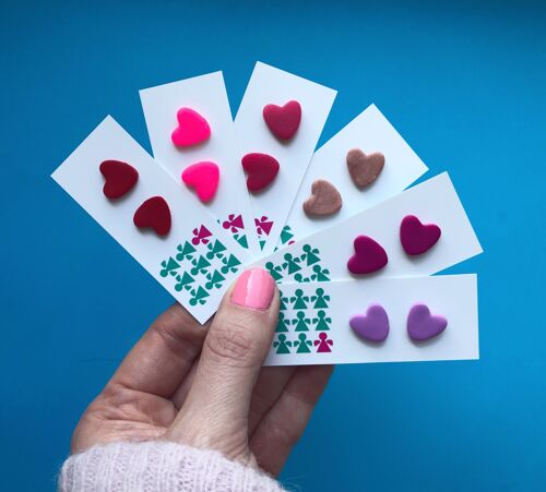 Heart stud earrings - Multi-pack of 3