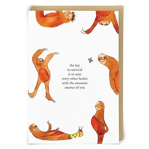 Awesome Sloth Greetings Card