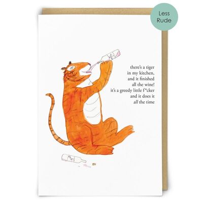 Greedy Tiger Greetings Card