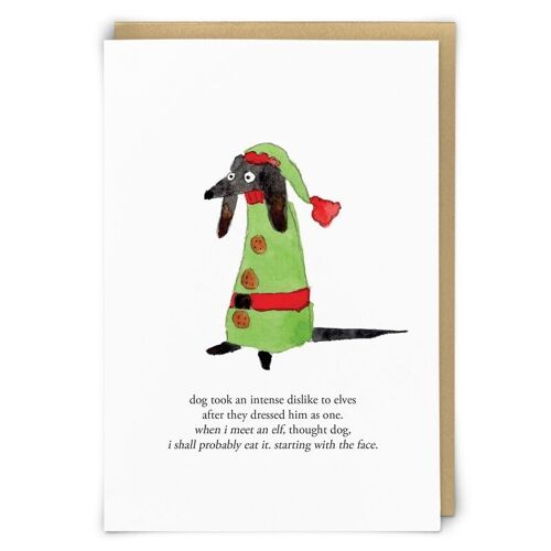 Elf Dog Greetings Card