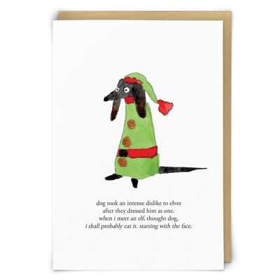 Tarjeta de felicitación del perro elfo