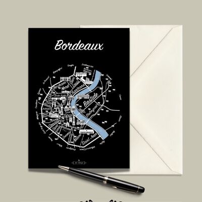 Carte Postale BORDEAUX Le Plan  - 15x21cm