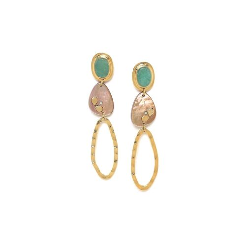 COLOMBINE   boucles d'oreilles poussoir cabochon aventurine oval