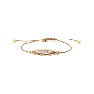 COLOMBINE   bracelet macramé nacre brune