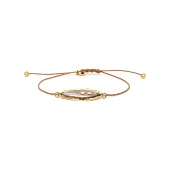 COLOMBINE   bracelet macramé nacre brune 1