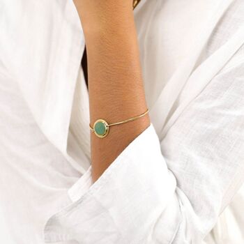 COLOMBINE   bracelet ajustable semi rigide cabochon aventurine 2