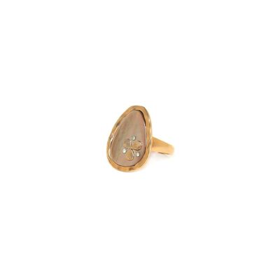 COLOMBINE   bague ajustable nacre brune