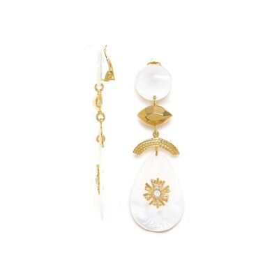 ELLEN white mother-of-pearl clip-on earrings