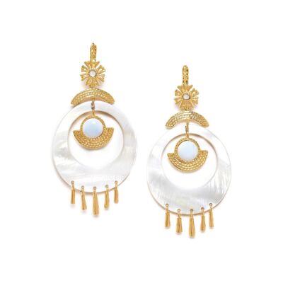 ELLEN   boucles d'oreilles gitanes nacre blanche