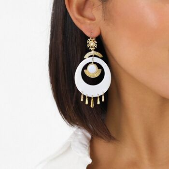 ELLEN   boucles d'oreilles gitanes nacre blanche 2