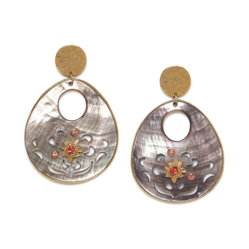 FRIDA   boucles d'oreilles poussoir nacre ajourée top