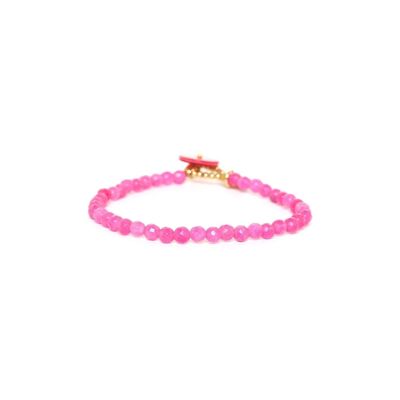 LENA stretch bracelet with pink button clasp