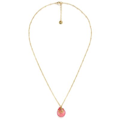 LENA mid-length necklace with pink mother-of-pearl pendant