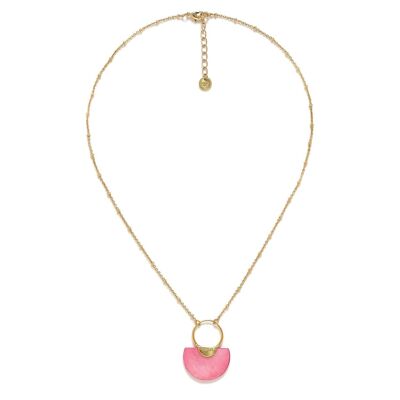 LENA short necklace pendant ring & pink mother-of-pearl