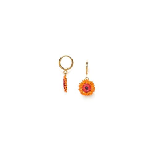 RUBY   boucles d'oreilles petites créoles Gerbera orange