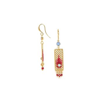 SELENA   boucles d'oreilles crochet strass rectangle ajouré 1