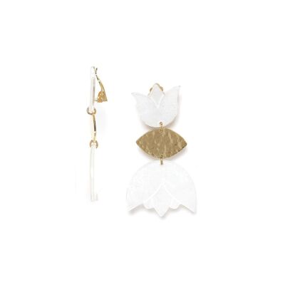 LES RADIEUSES-TULIP Pendientes clip flor blanca